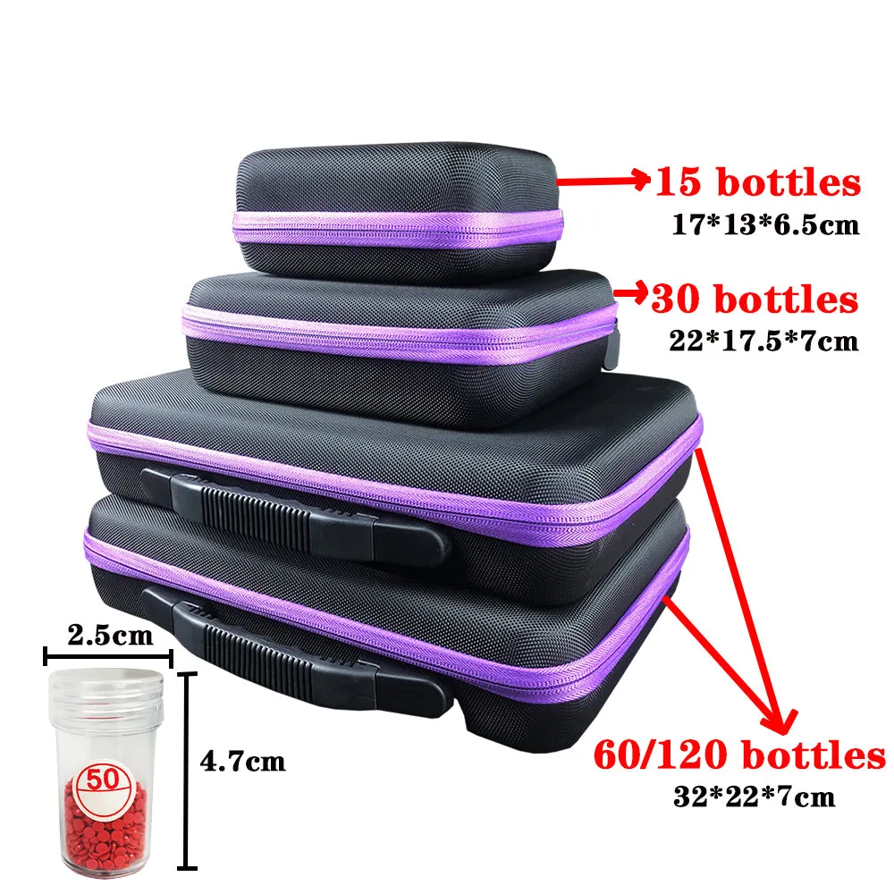 15/30/60/120 Bottles 5D Diamond Painting Accessories Tools Storage Box Carry Case Diamant Painting T