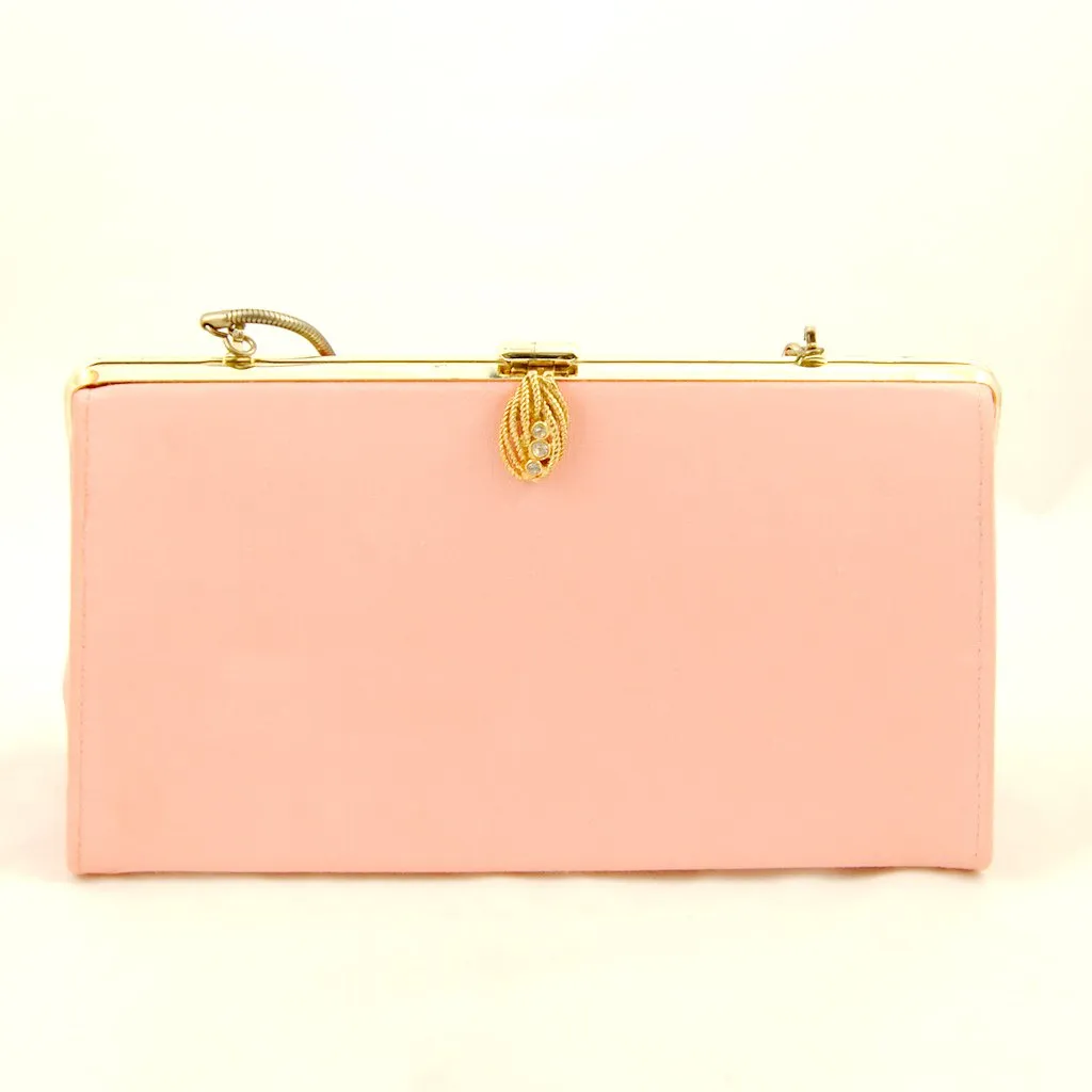 1950s Coral Pink Fabric Handbag