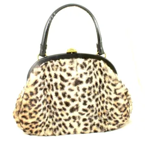 1950s Fuzzy Leopard Handbag