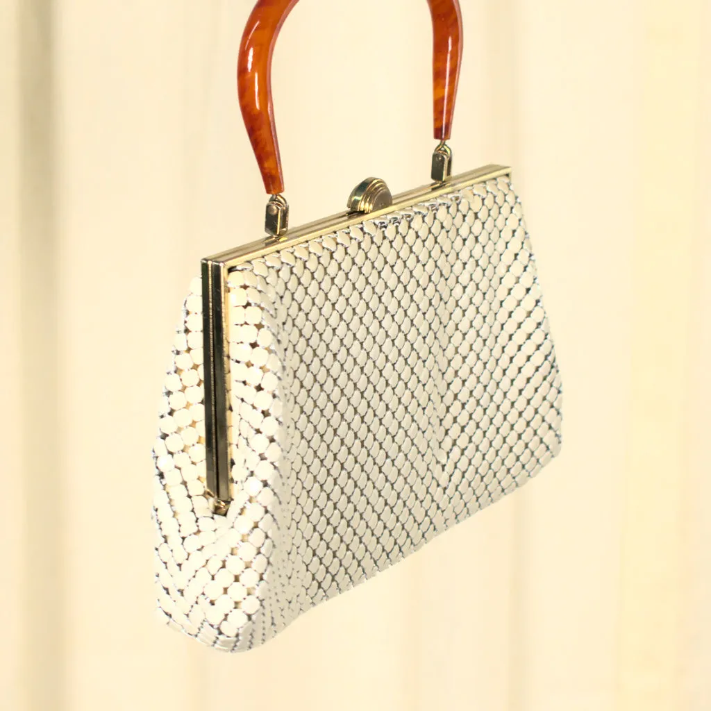 1950s Ivory Mesh Handbag