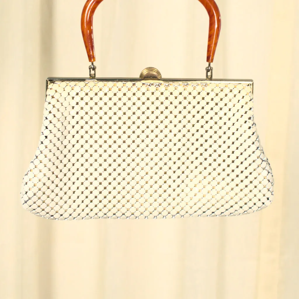 1950s Ivory Mesh Handbag