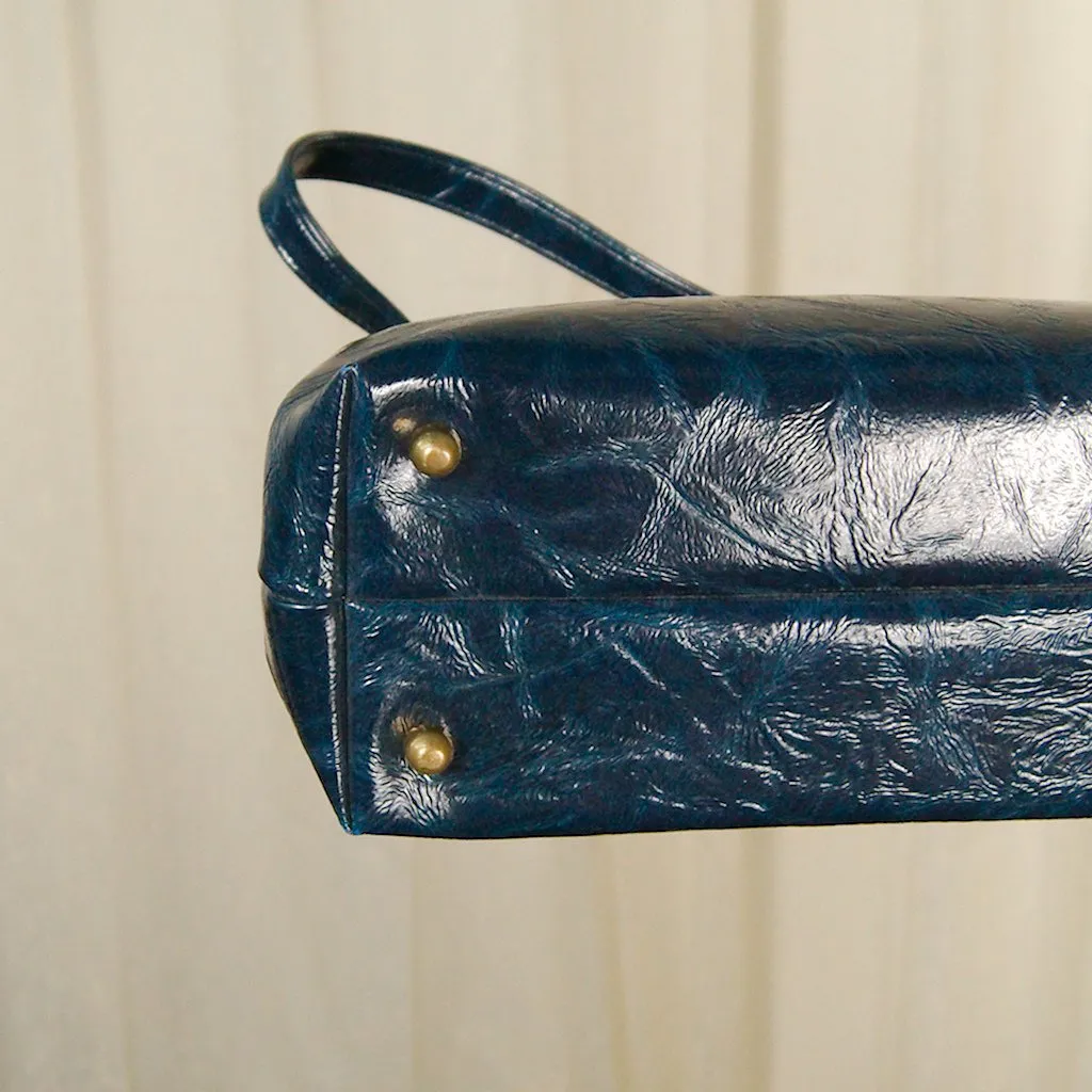 1950s Navy Blue Marble Handbag