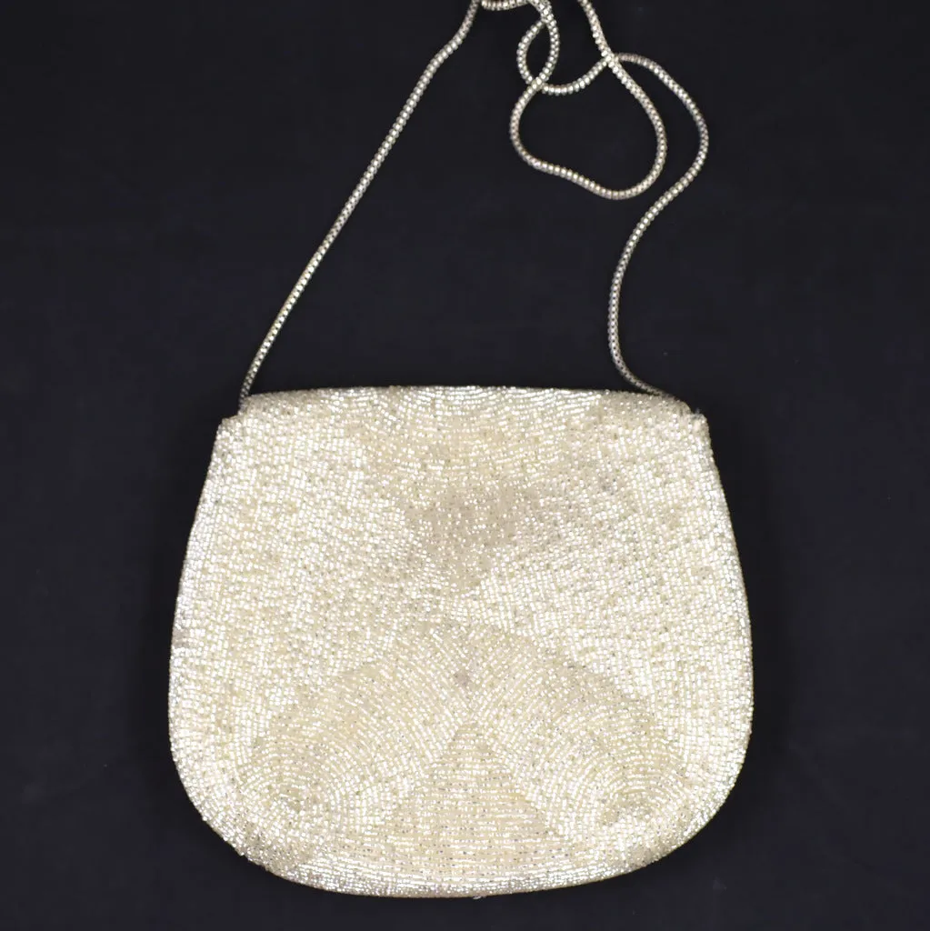 1950s Silver Beaded Handbag