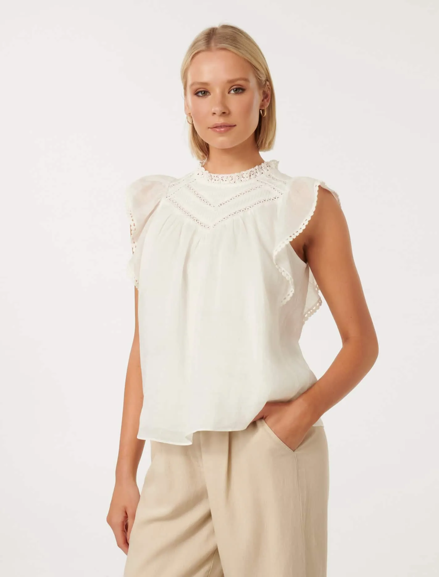 Addison Trim Spliced Rami Blouse