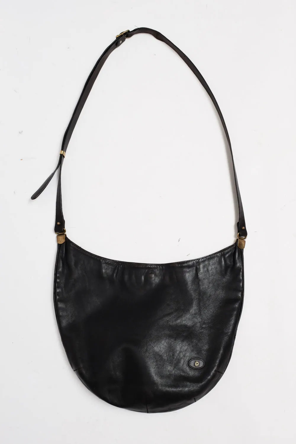 AIGNER BLACK BUCKET LEATHER VINTAGE BAG