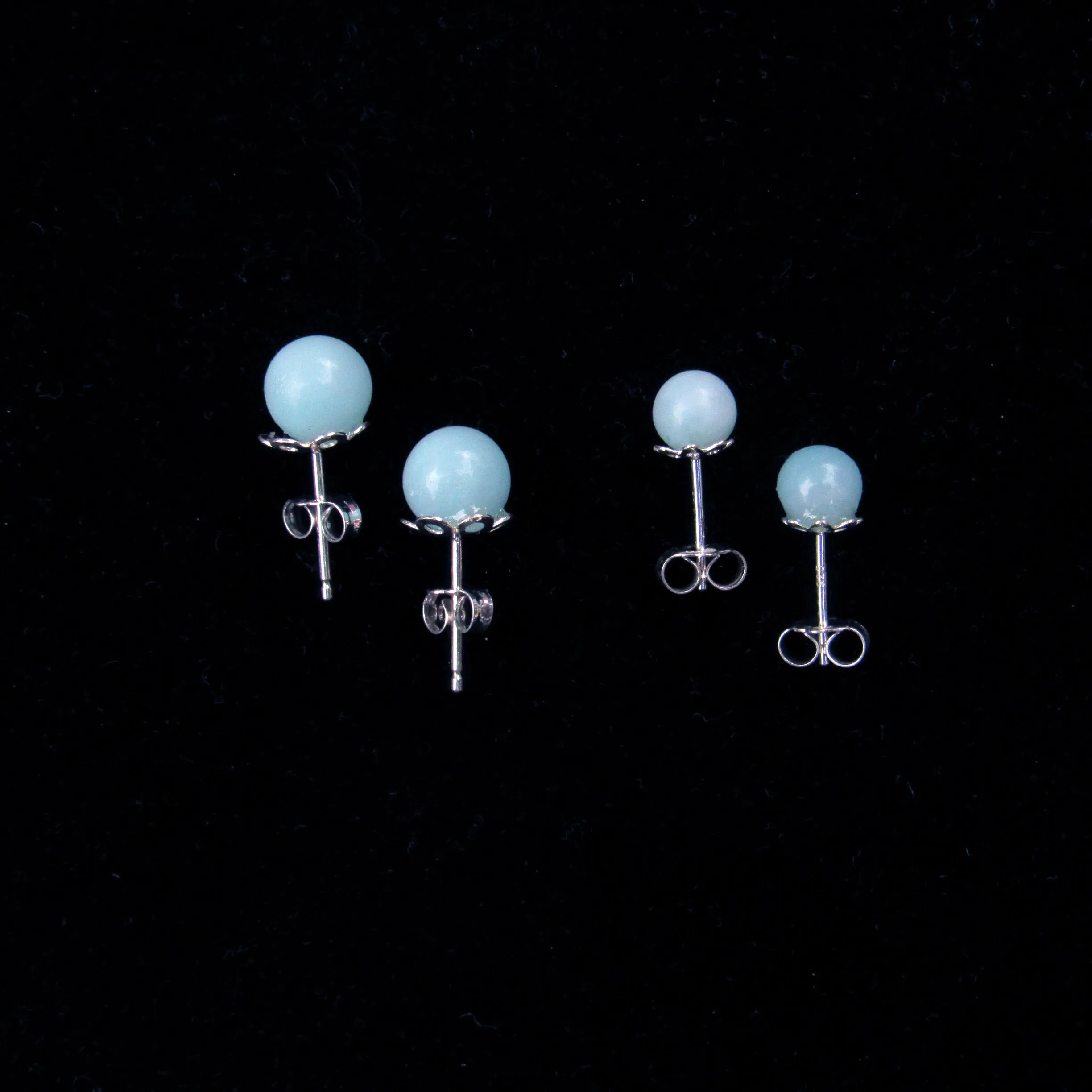 Aquamarine Gemstone stud earrings on Sterling Silver