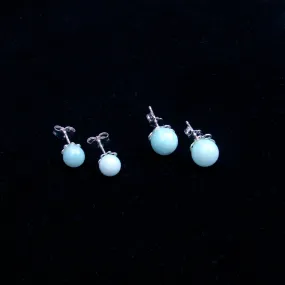 Aquamarine Gemstone stud earrings on Sterling Silver