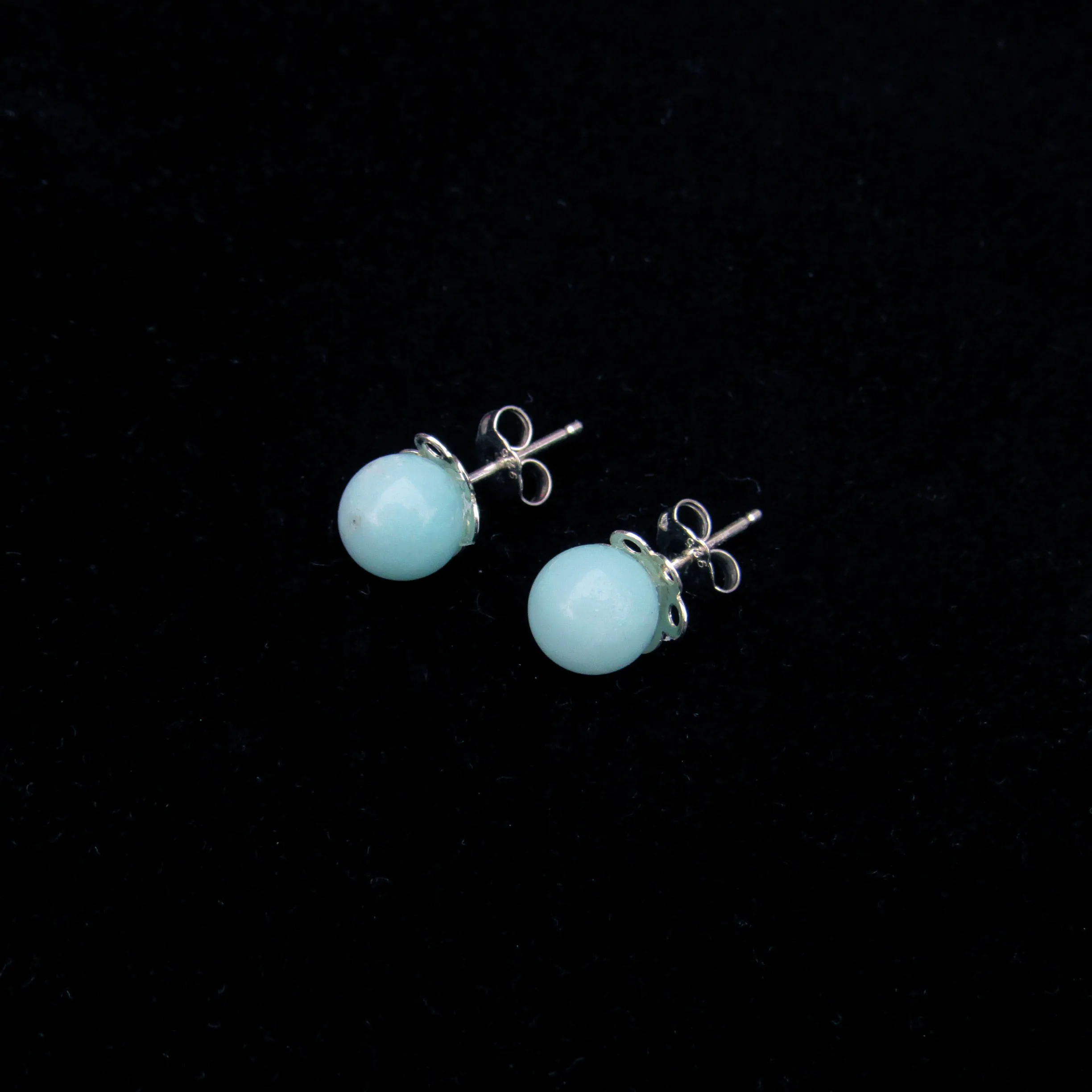 Aquamarine Gemstone stud earrings on Sterling Silver