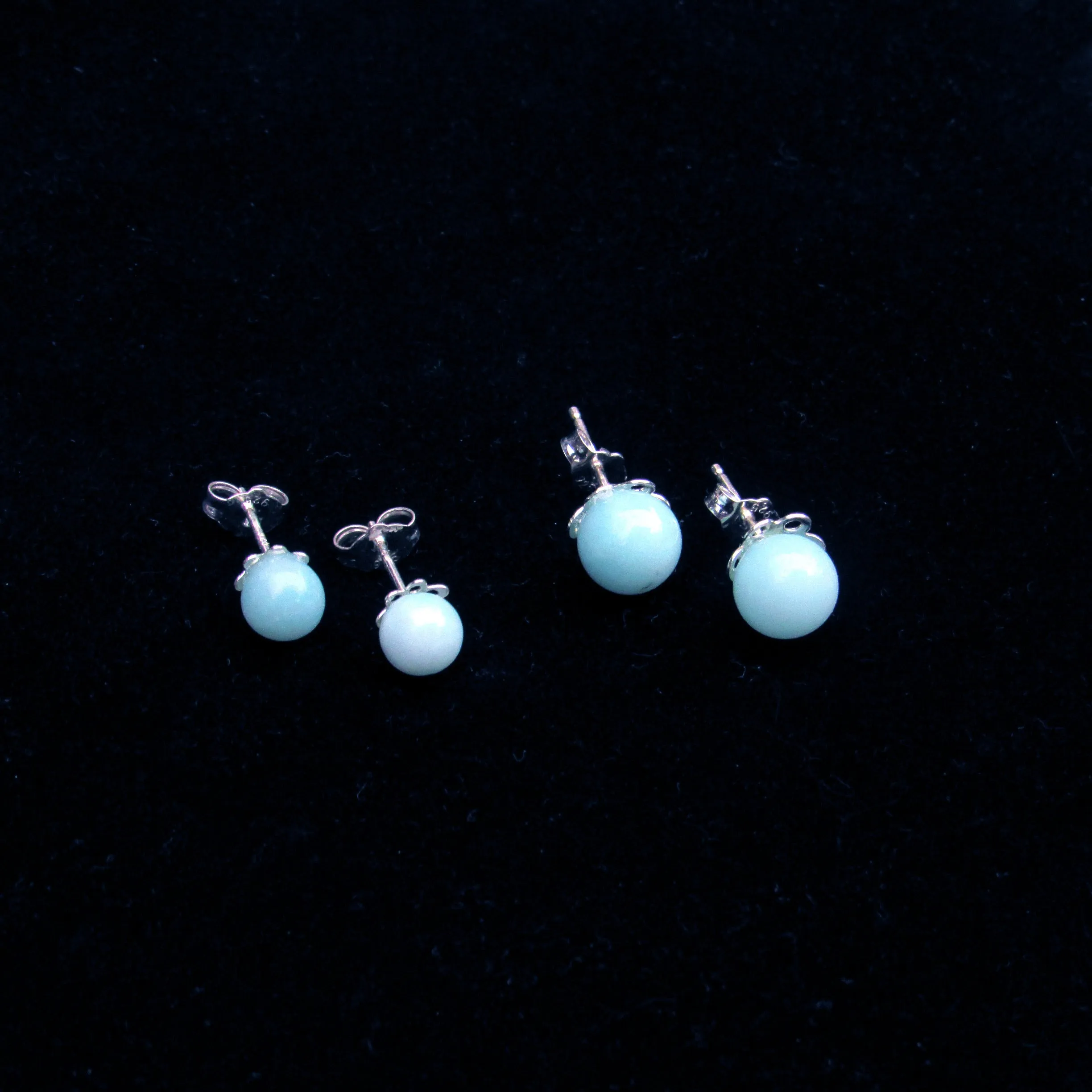 Aquamarine Gemstone stud earrings on Sterling Silver