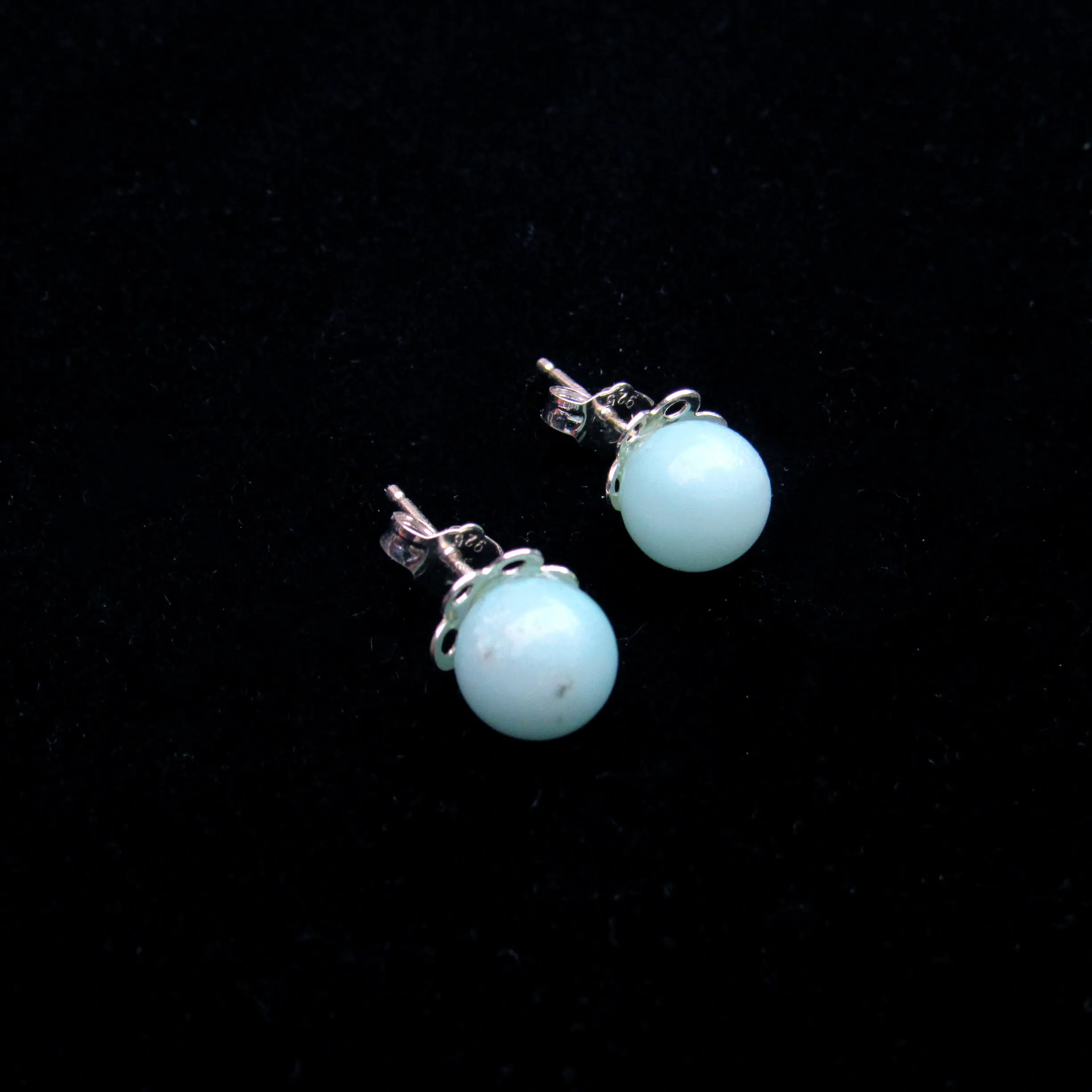 Aquamarine Gemstone stud earrings on Sterling Silver