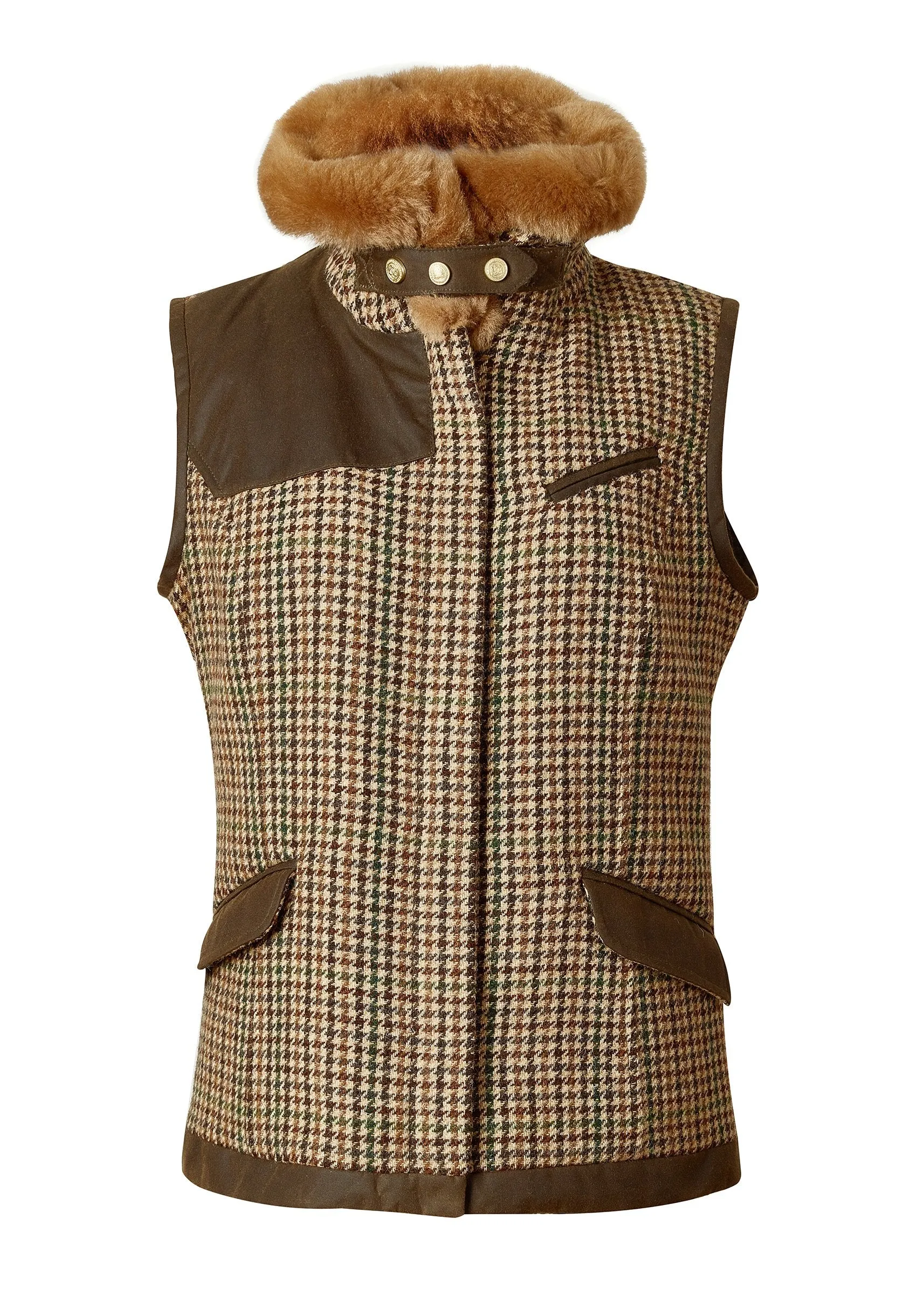 Hailes Green Tweed Aviator Gilet - Stylish and Functional Outerwear