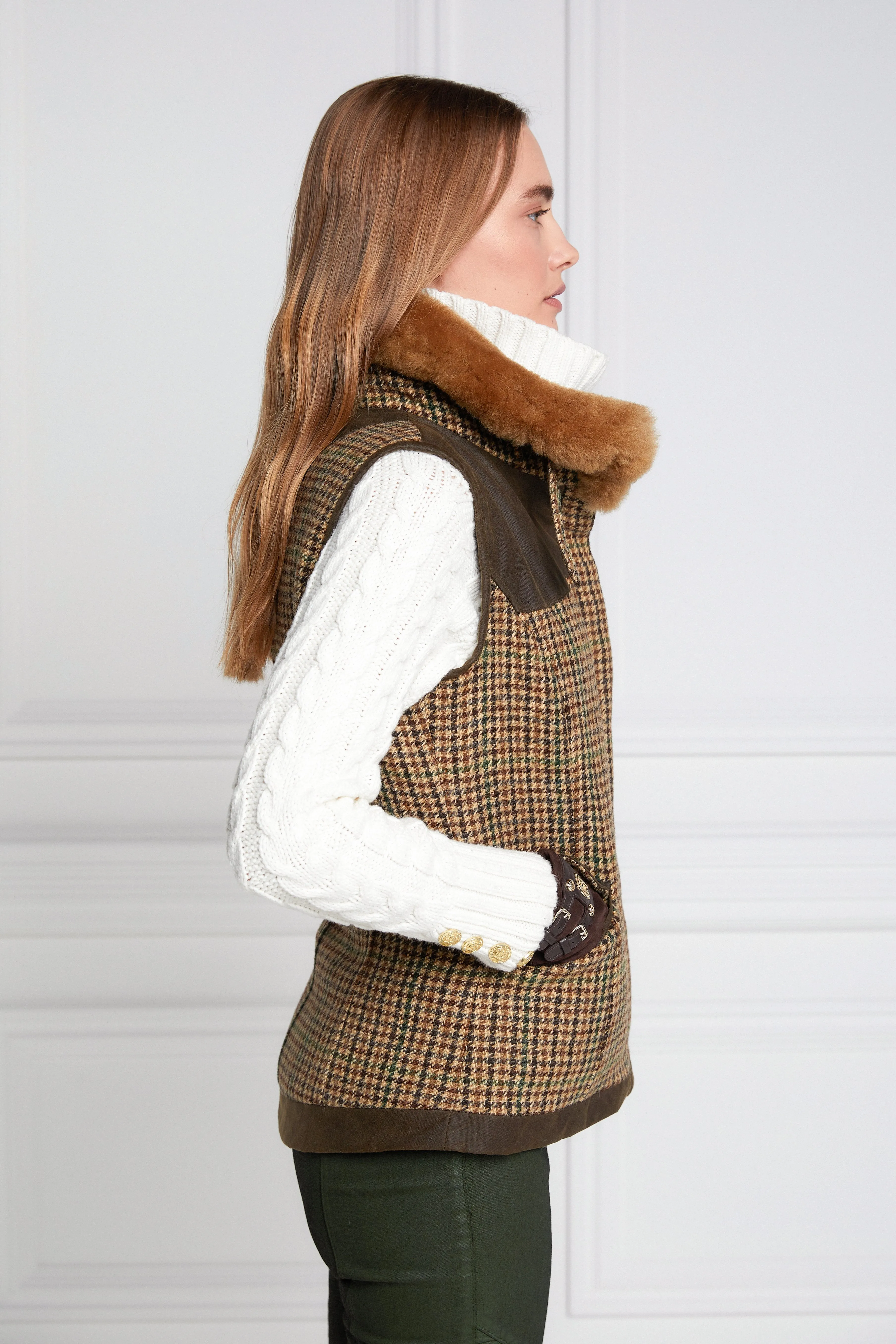 Hailes Green Tweed Aviator Gilet - Stylish and Functional Outerwear