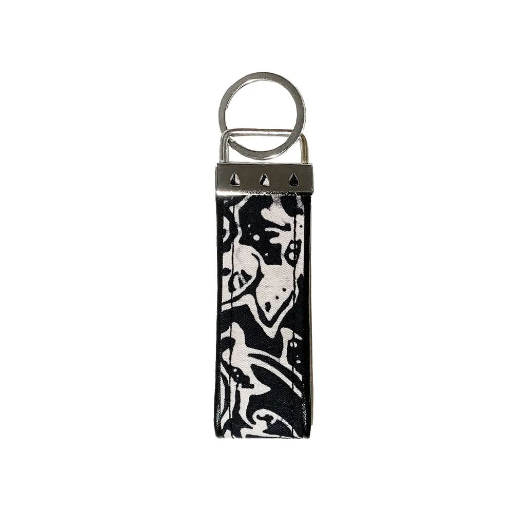 Batik Key Fob - Black Floret