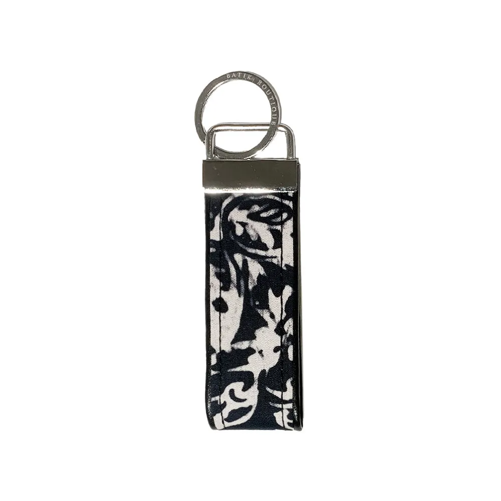 Batik Key Fob - Black Floret