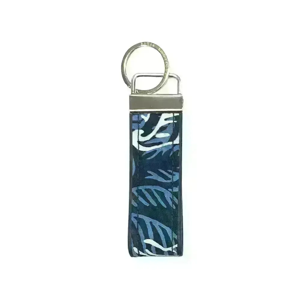 Batik Key Fob - Blue Nautical Fern