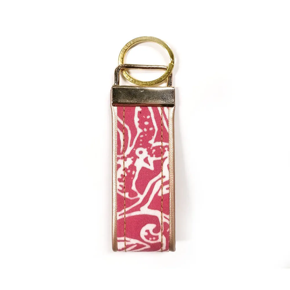 Batik Key Fob - Pink Floret