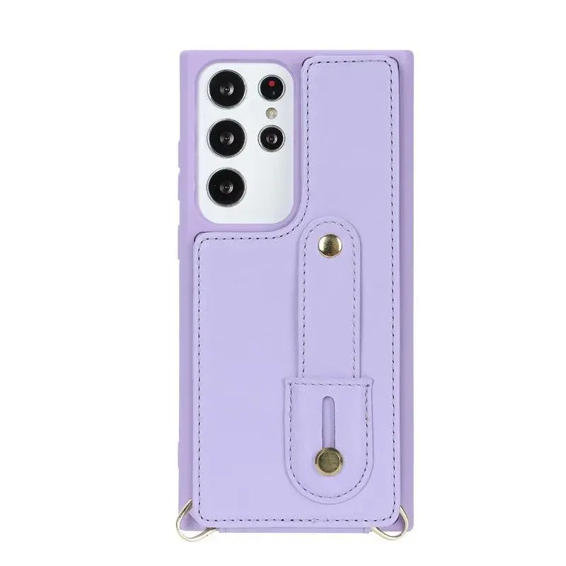 BCPC319 Leather Cute Phone Case for Galaxy S22 Ultra, S22 Plus, A54, 14, 34, 04, 13, 53, 52S, and M13 04S - Crossbody Card Slot