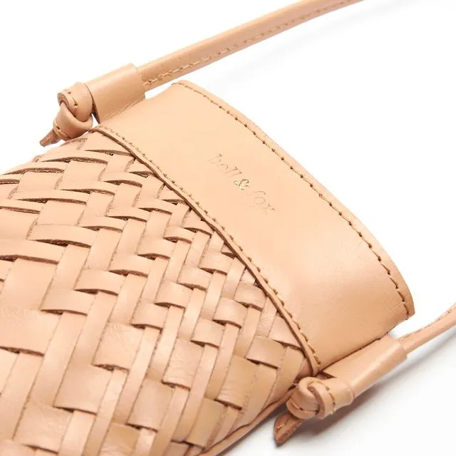 Bell & Fox Kasi Mini Hand Woven Crossbody Bag in Caramel Leather