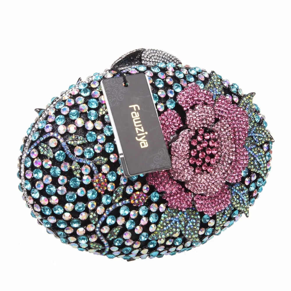 Big Rhinestones Flower Clutch Purses And Handbags For Girls