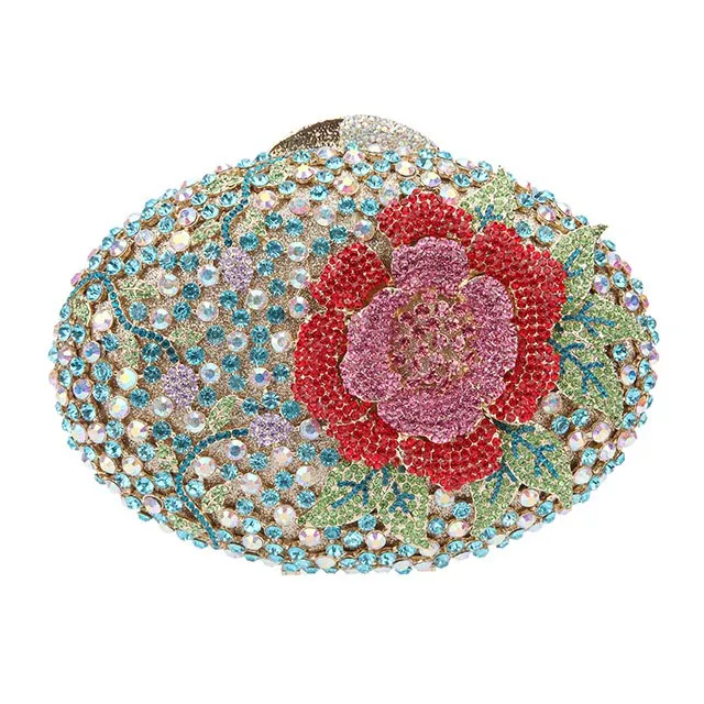 Big Rhinestones Flower Clutch Purses And Handbags For Girls