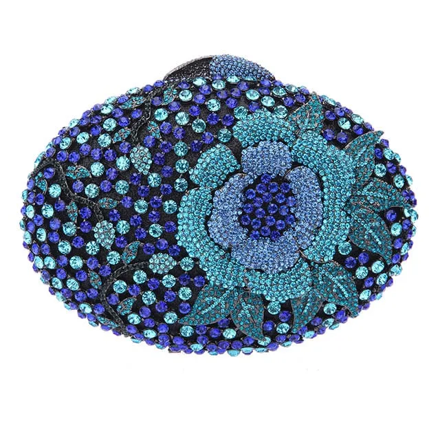 Big Rhinestones Flower Clutch Purses And Handbags For Girls