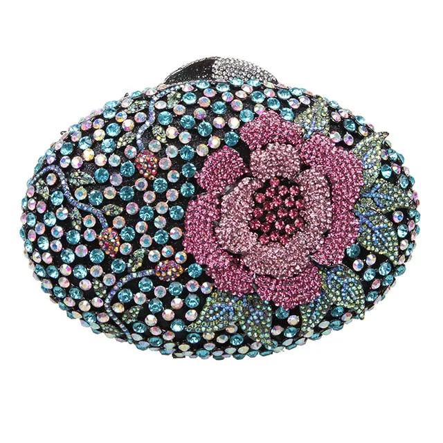 Big Rhinestones Flower Clutch Purses And Handbags For Girls