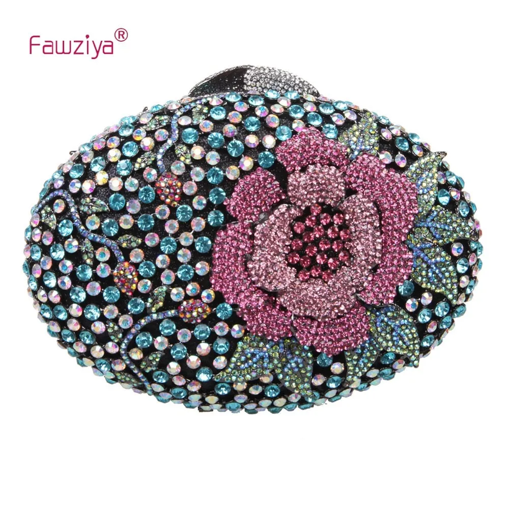 Big Rhinestones Flower Clutch Purses And Handbags For Girls