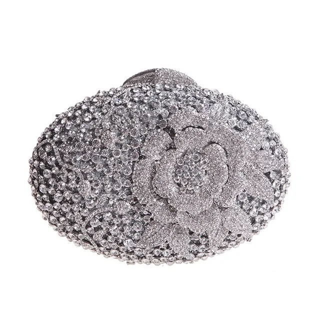 Big Rhinestones Flower Clutch Purses And Handbags For Girls