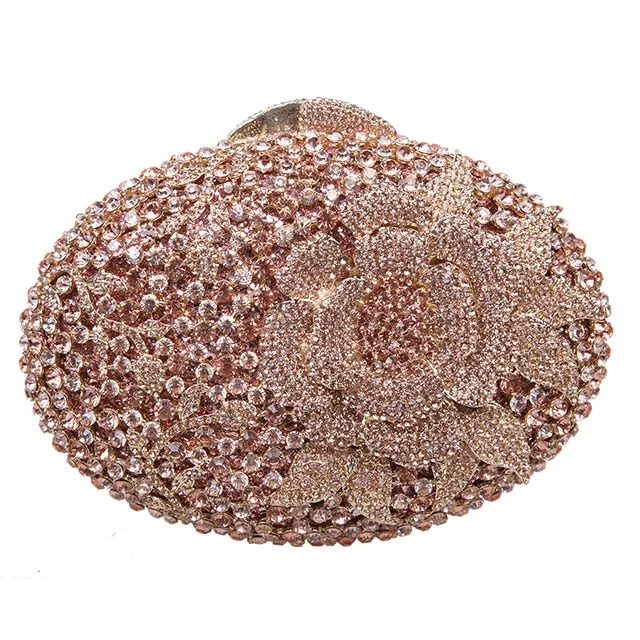 Big Rhinestones Flower Clutch Purses And Handbags For Girls