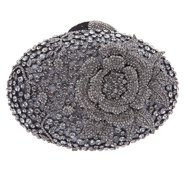 Big Rhinestones Flower Clutch Purses And Handbags For Girls