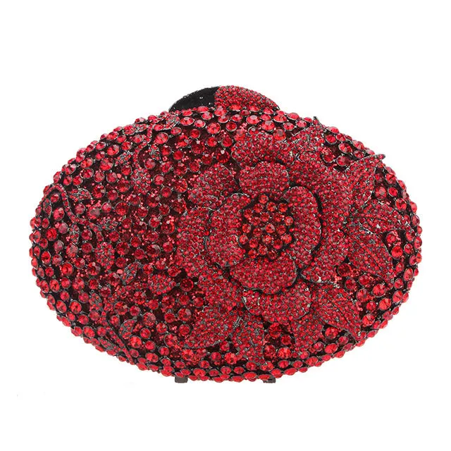 Big Rhinestones Flower Clutch Purses And Handbags For Girls