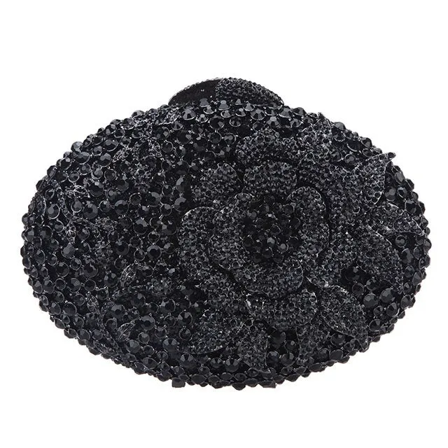 Big Rhinestones Flower Clutch Purses And Handbags For Girls