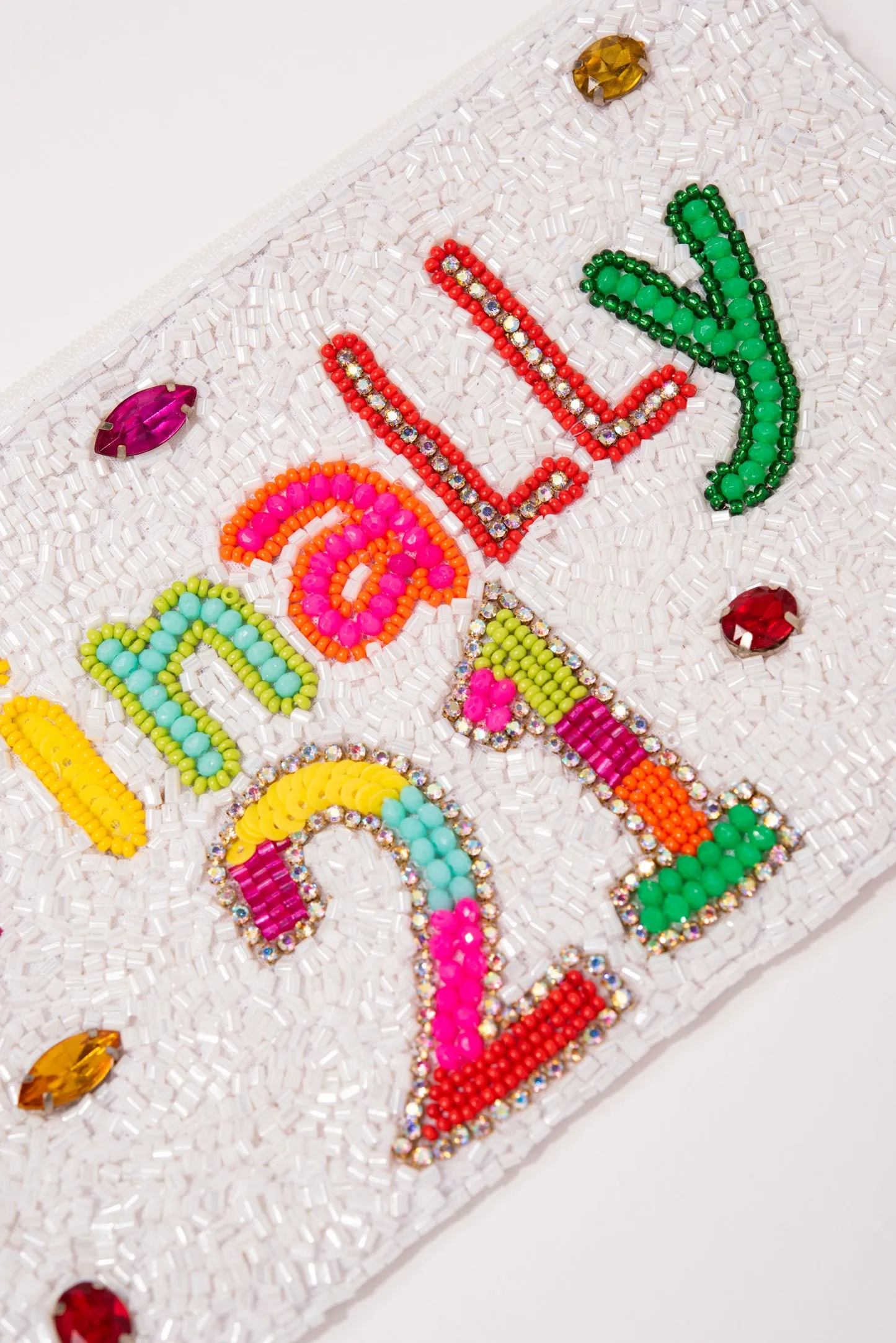 Birthday "Finally 21" Seed Beaded Wristlet - White