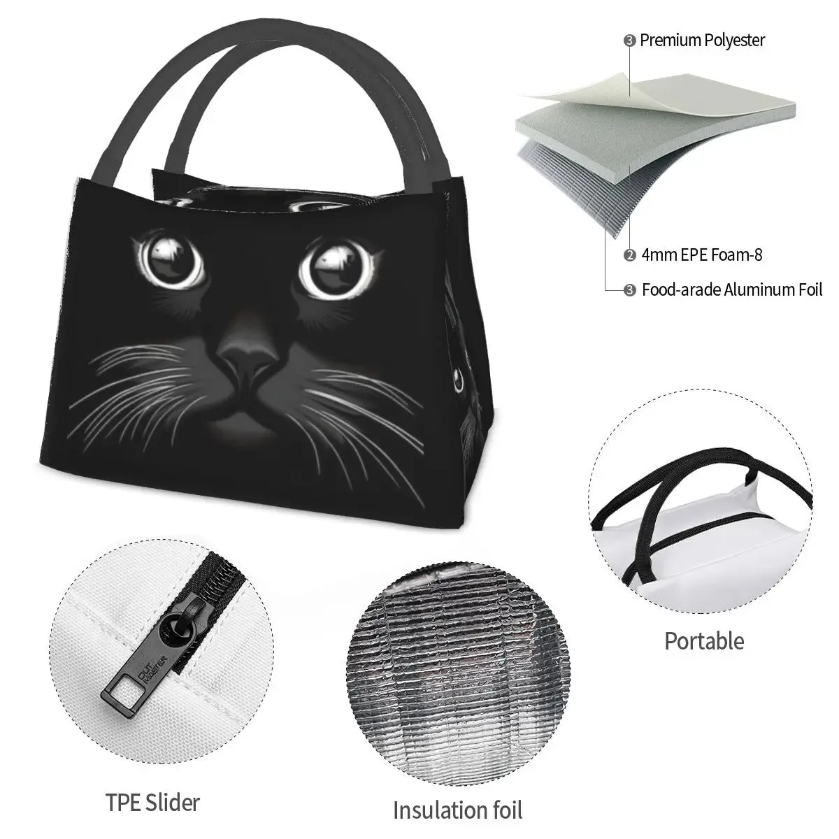 Black Cat Thermal Tote Handbag Cooler Bag