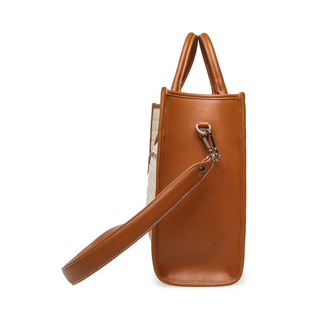 Stylish Bmisa Crossbody Bag in Camel and Bone Leather