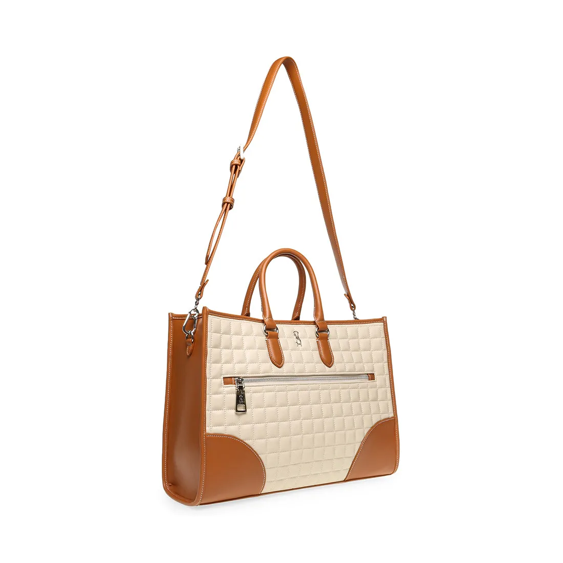 Stylish Bmisa Crossbody Bag in Camel and Bone Leather