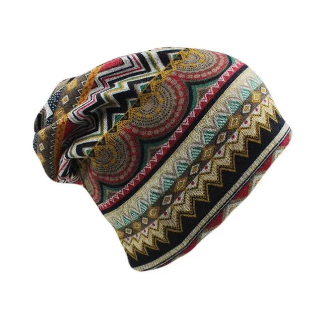 Boho Beanie Gypsy Slouch Hat Magic Hat Turns To Scarf Gaiter Skullie Bohemian Print Stocking Cap Winter Neck Scarf 14 Different Prints!