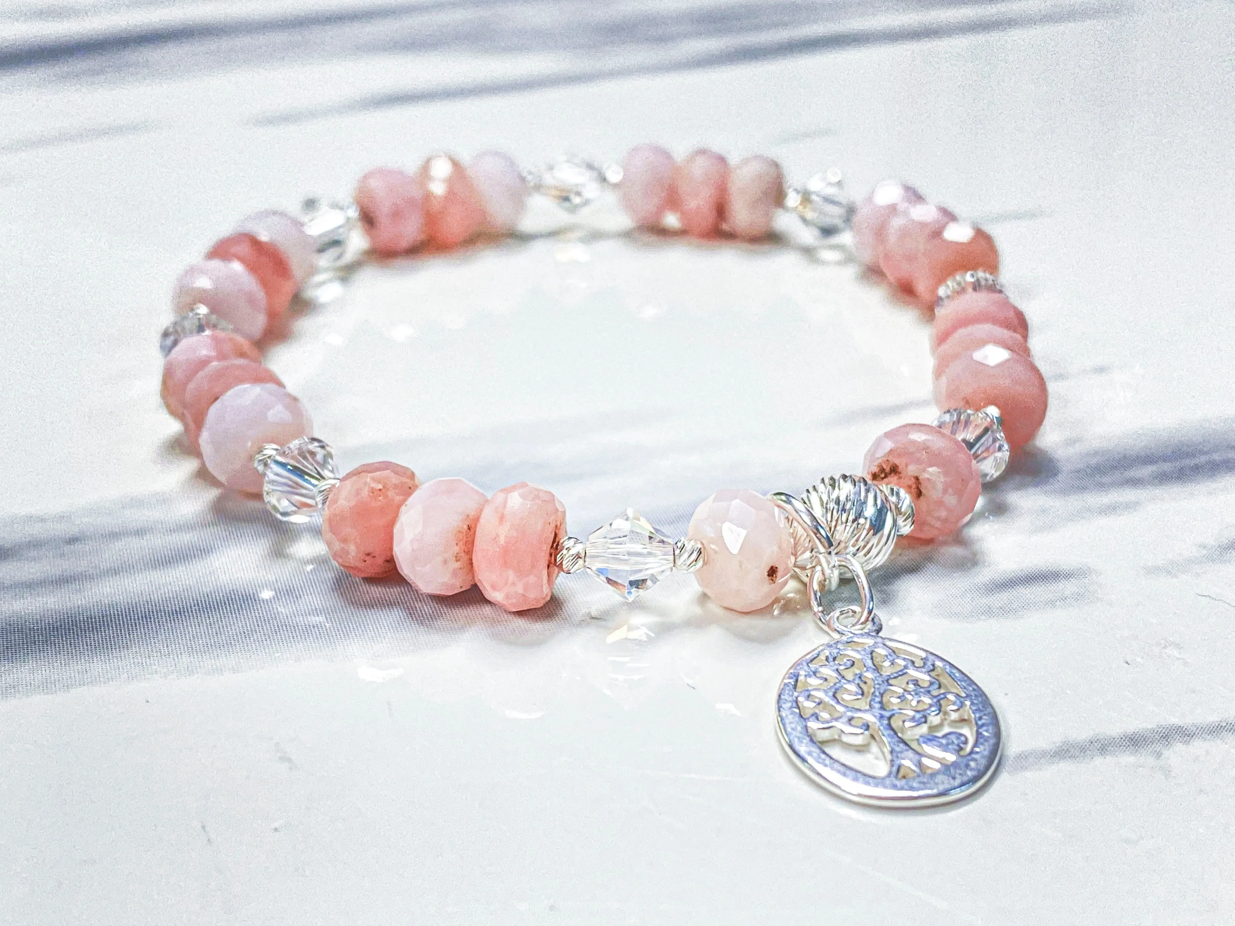 Bracelet Kit - Pink Opal Tree of Life Bracelet - Jewelry Making Kit