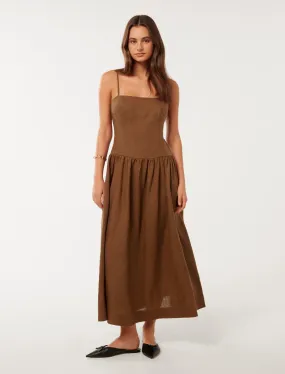 Brooke Linen Drop Waist Midi Dress