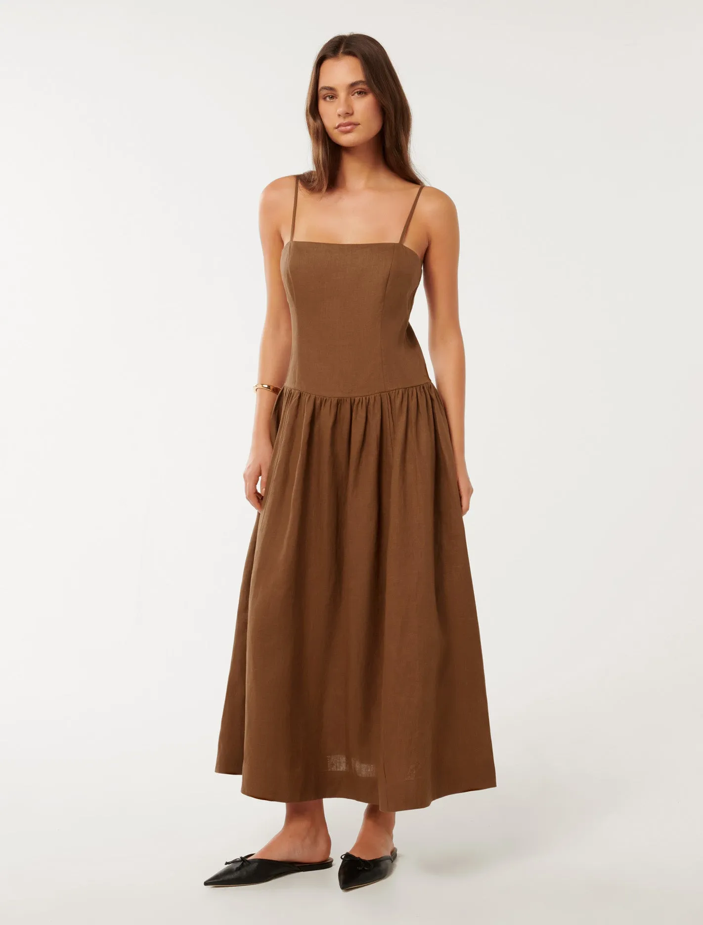 Brooke Linen Drop Waist Midi Dress