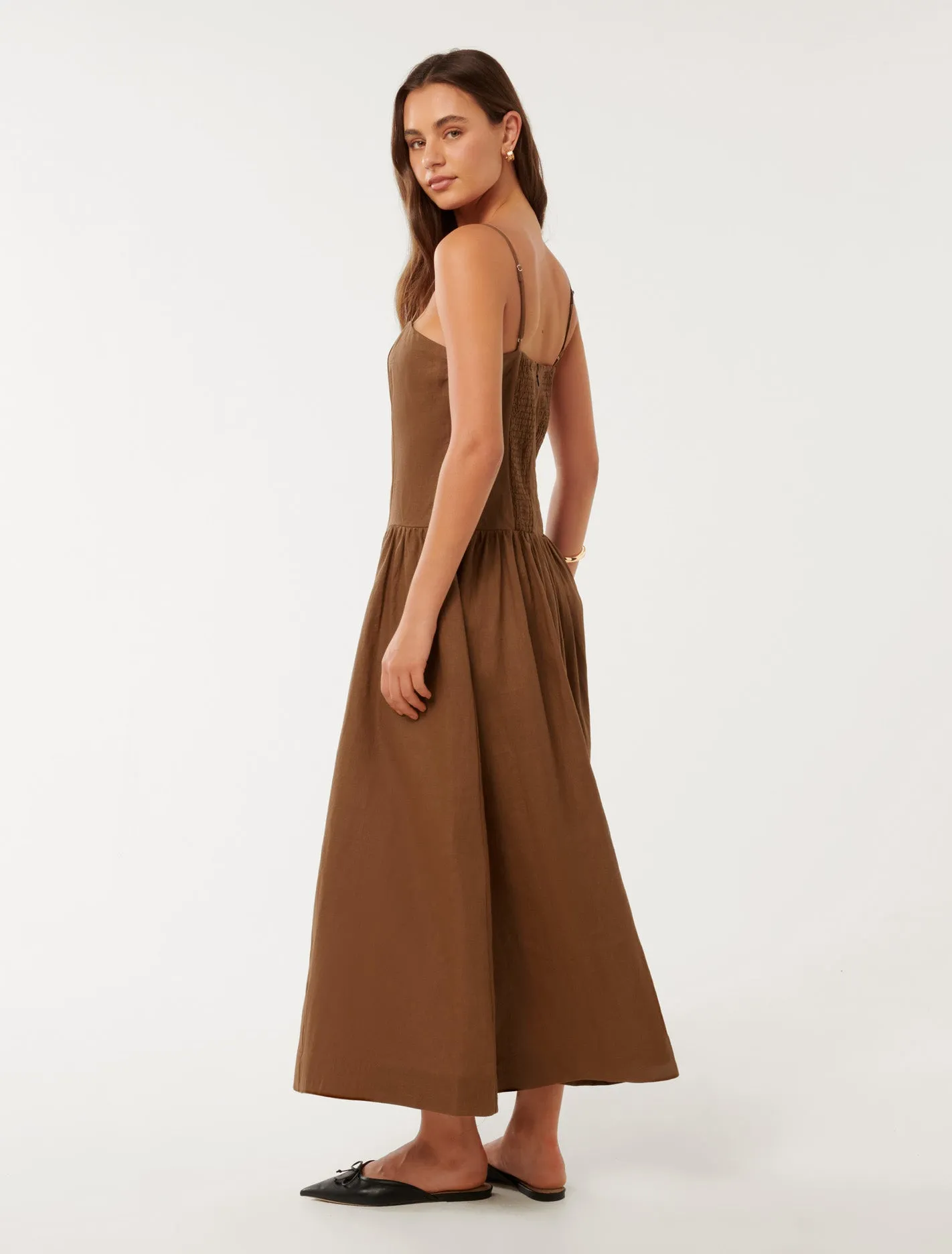 Brooke Linen Drop Waist Midi Dress