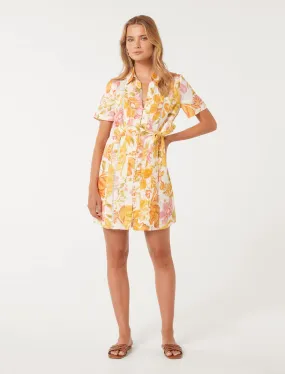 Brooke Linen Mini Shirt Dress