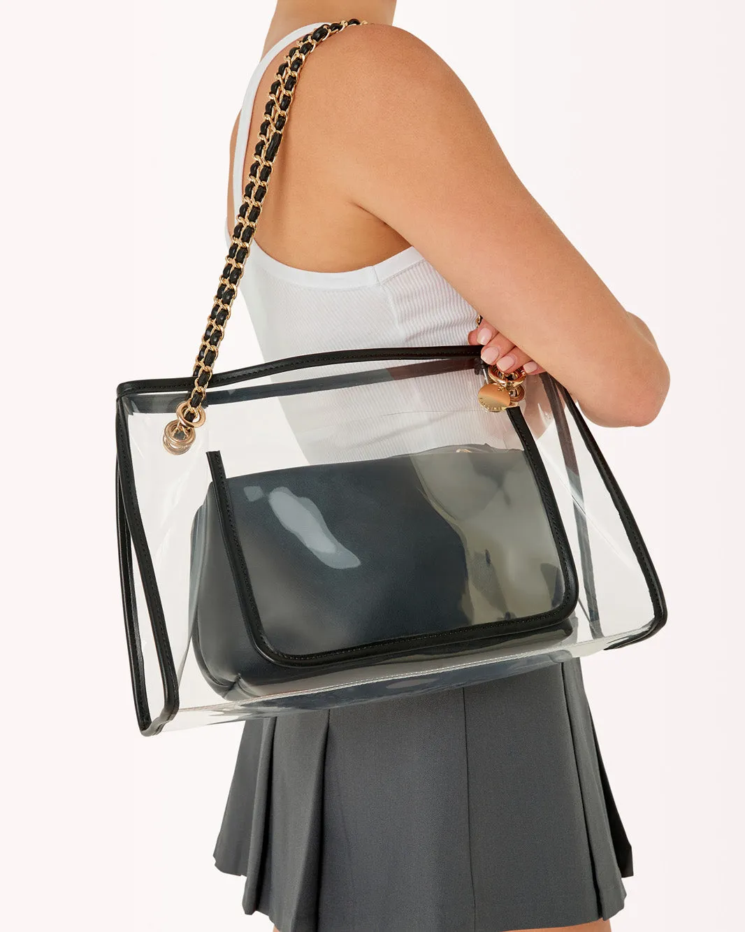 CALI TOTE BAG - BLACK-CLEAR