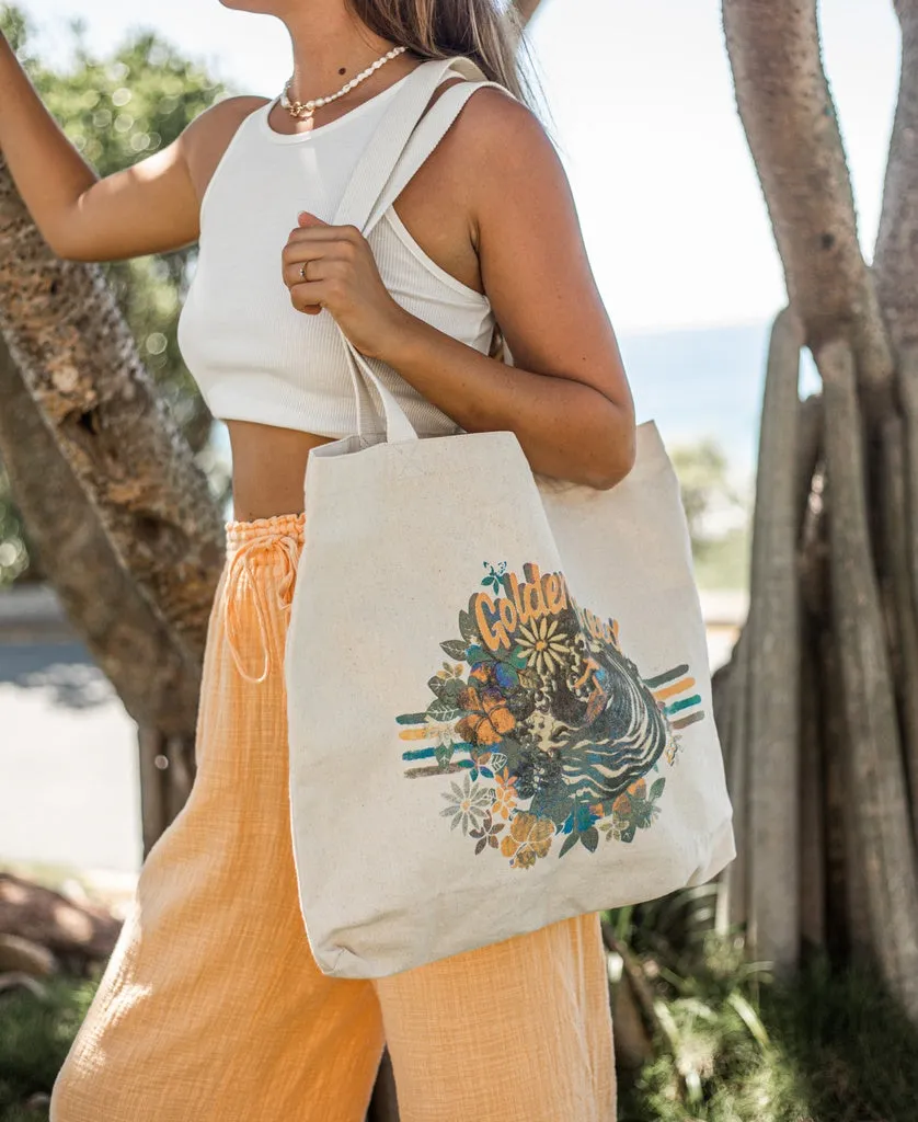 Canvas Beach Bag Tropical | Natural