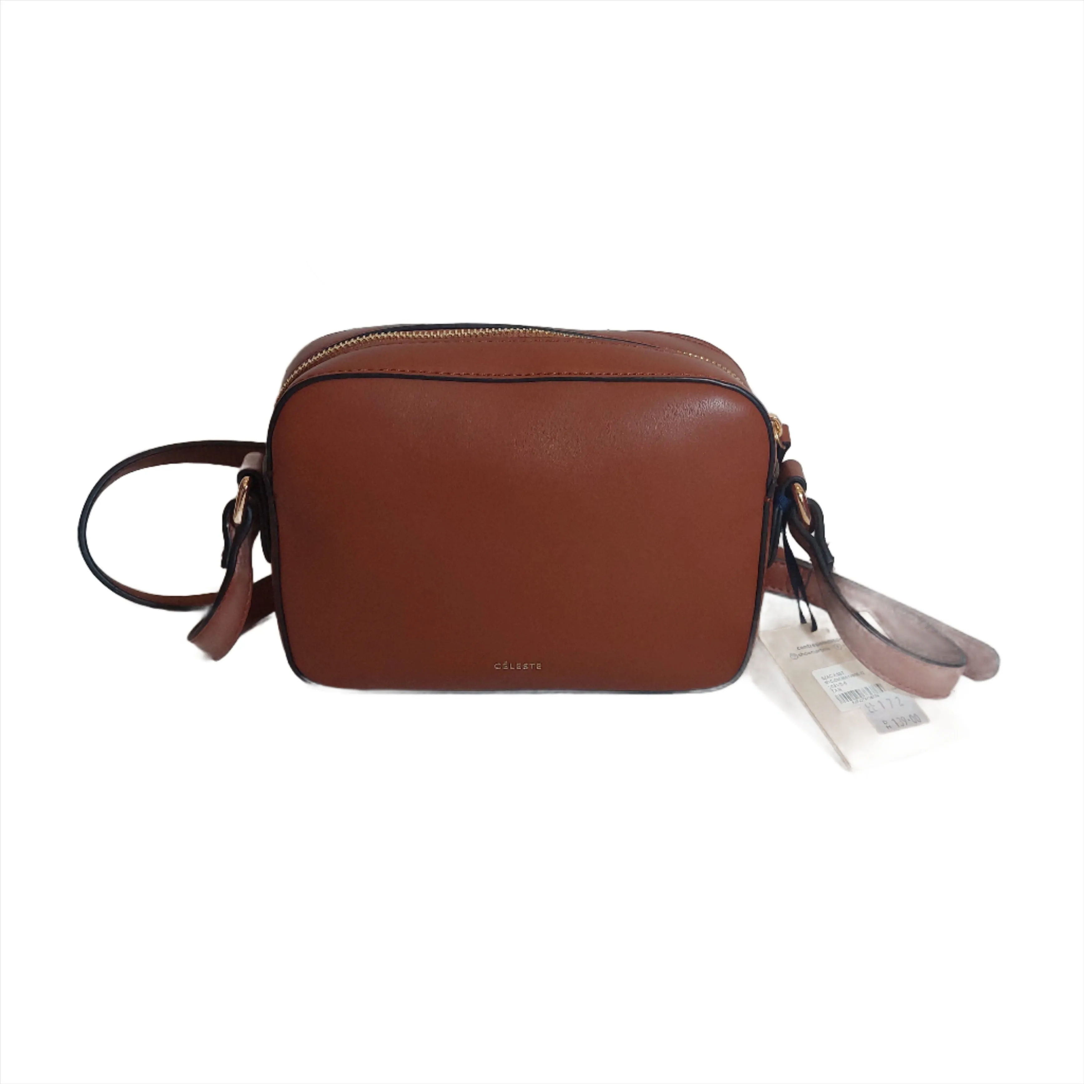 Celeste Tan Leatherette & Jute Crossbody Bag | Brand New |