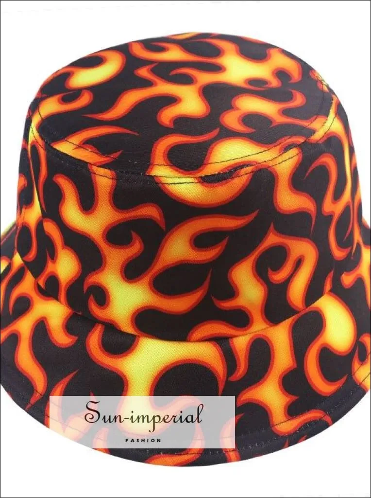 Cherry Print Reversible Black White Cow Pattern Women Bucket Hat