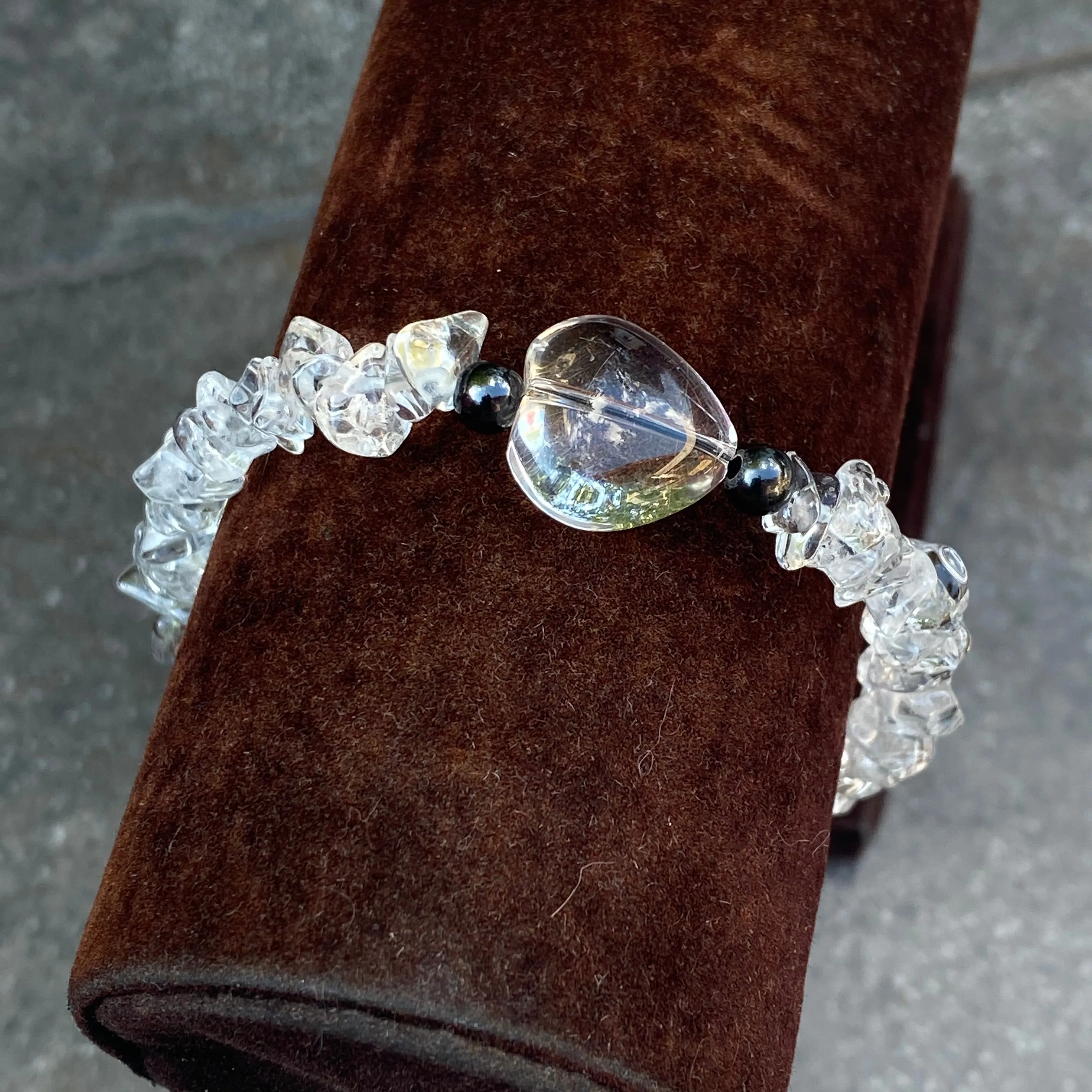 Clear Quartz gemstone Heart Bracelet