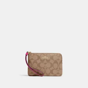 Coach Outlet Corner Zip Wristlet In Signature Canvas