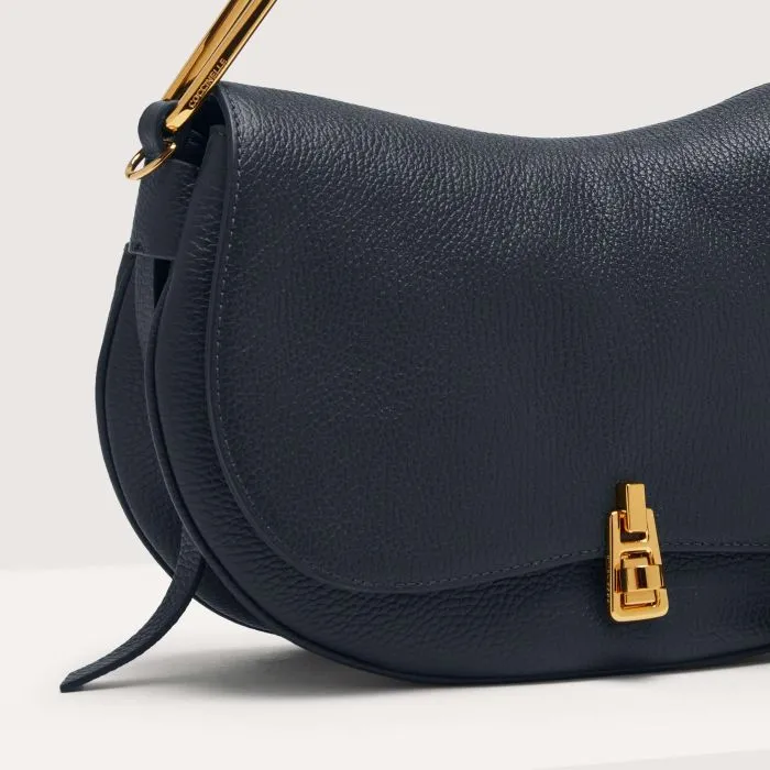 COCCINELLE MAGIE LEATHER HANDBAG IN MIDNIGHT BLUE