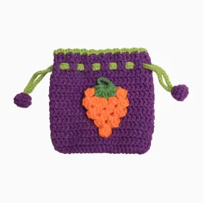 Cute Grape Crochet Drawstring Bag